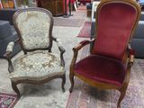pair of antique chairs with upholstered upholstered arms