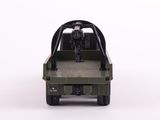 a toy army truck with a gun in the back