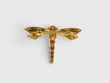 a gold dragonfly broochle on a white background