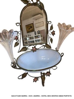 Belle psyché de table avec baguier en opaline bleu clair et …