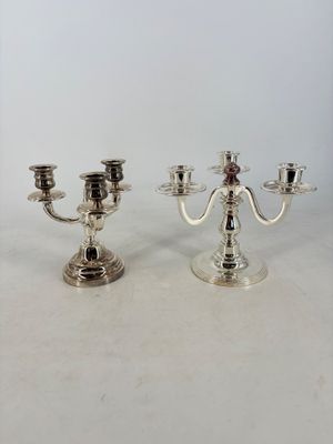 pair of silver plated candelabs with candlesticks