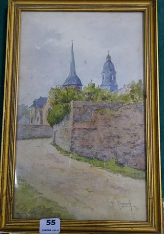 François RENOUARD (1881-1962), « Vue de village ». Aquarelle sur ...