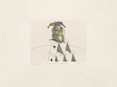 an image of a drawing of a clown sitting on top of a box