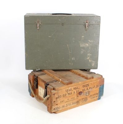 two old wooden boxes stacked on top of each other