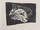 une image représentant un dessin en noir et blanc d'un chat et d'un chien
