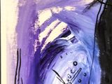 purple and black drawing of a clock on a purple background