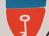 a picture of a painting of a key in a circle