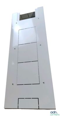 an image of a close up of a metal door on a white background