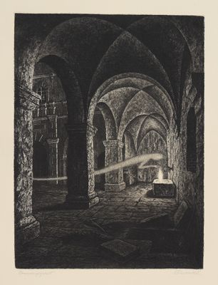 une image représentant un dessin en noir et blanc d'une pièce dans un château