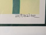 an image of a picture of a painting with a green stripe