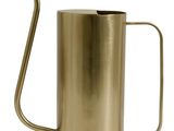 a close up of a metal pitcher on a white background