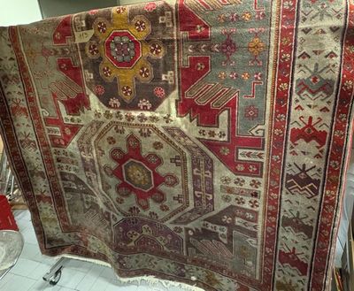 a very large rug on display in a store