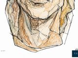 drawing of a portrait of a man with glasses and a scarf