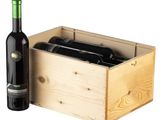 bottles of wine in a wooden box with a bottle of wine in it