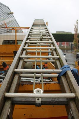 an image of a ladder going up to the top of a building
