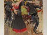 a picture of a painting of a couple dancing
