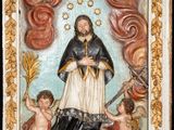 an image of a painting of the virgin mary surrounded by angels
