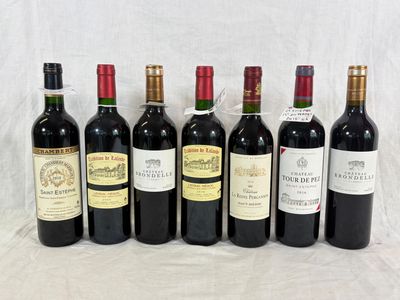 six bouteilles de vin sont alignées sur une table