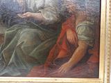 a painting of a woman holding a glass of wine