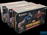 trois boîtes de super-héros Marvel avec Captain America et Iron Man
