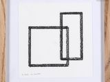two framed black and white drawings of a square and a rectangle