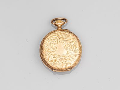 an image of a gold pocket watch on a white surface