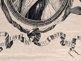 a drawing of a woman in a mirror surrounded by angels