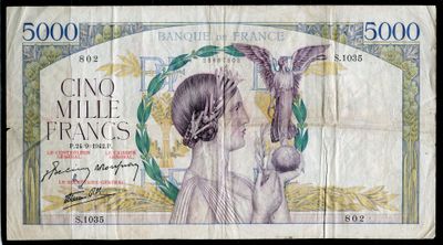 an old bank note with a picture of a woman holding a bird