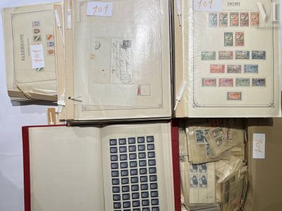 a lot of old books with stamps on them