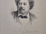 un dessin en noir et blanc représentant un homme en costume et nœud papillon