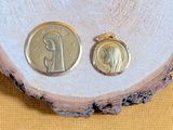 gold plated saint joseph medal earrings