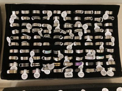 un présentoir de bagues et de bracelets dans un écrin noir