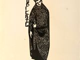 un dessin en noir et blanc représentant un homme coiffé d'une couronne