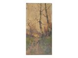 une image représentant un tableau d'une forêt avec des arbres et un sentier