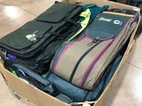 a box full of luggage sitting on the floor