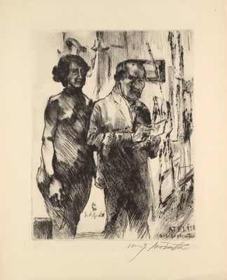 drawing of a man and a woman standing next to each other