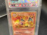 a close up of a pokemon card in a plastic holder