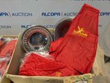 a box with a red cloth and a pair of red pants in it