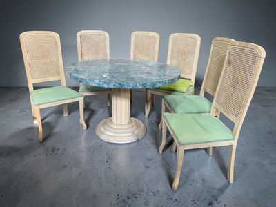 Table ronde piètement colonne et 6 chaises de salle à manger…