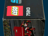 a box that has a lego fire truck inside of it