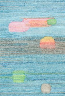 an image of a child ' s drawing of a boat in a body of water