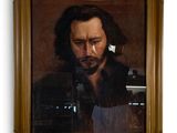painting of a man with a beard in a brown frame