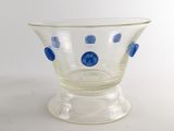 blue dots on clear glass bowl with clear base