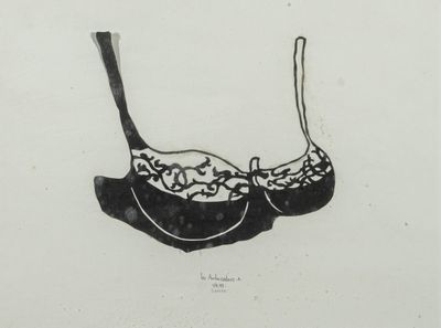 dessin représentant un soutien-gorge orné d'un motif en noir et blanc
