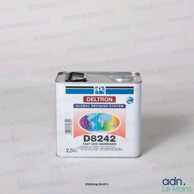 the canister of deltron d8322 is sitting on a white surface