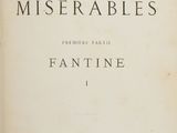 an old book with a black and white image of the title of the poem les miserables