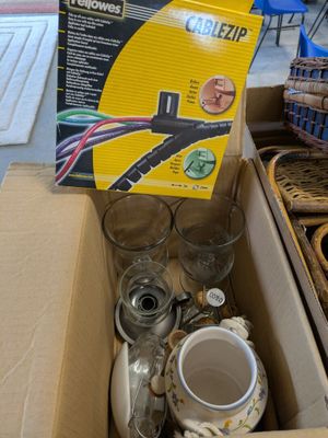 a box with a bunch of items inside of it
