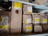 many boxes of food on a shelf in a store