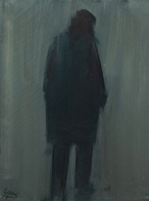 une image représentant un tableau où l'on voit un homme debout sous la pluie