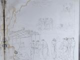 a drawing of a nativity scene on a page in a book